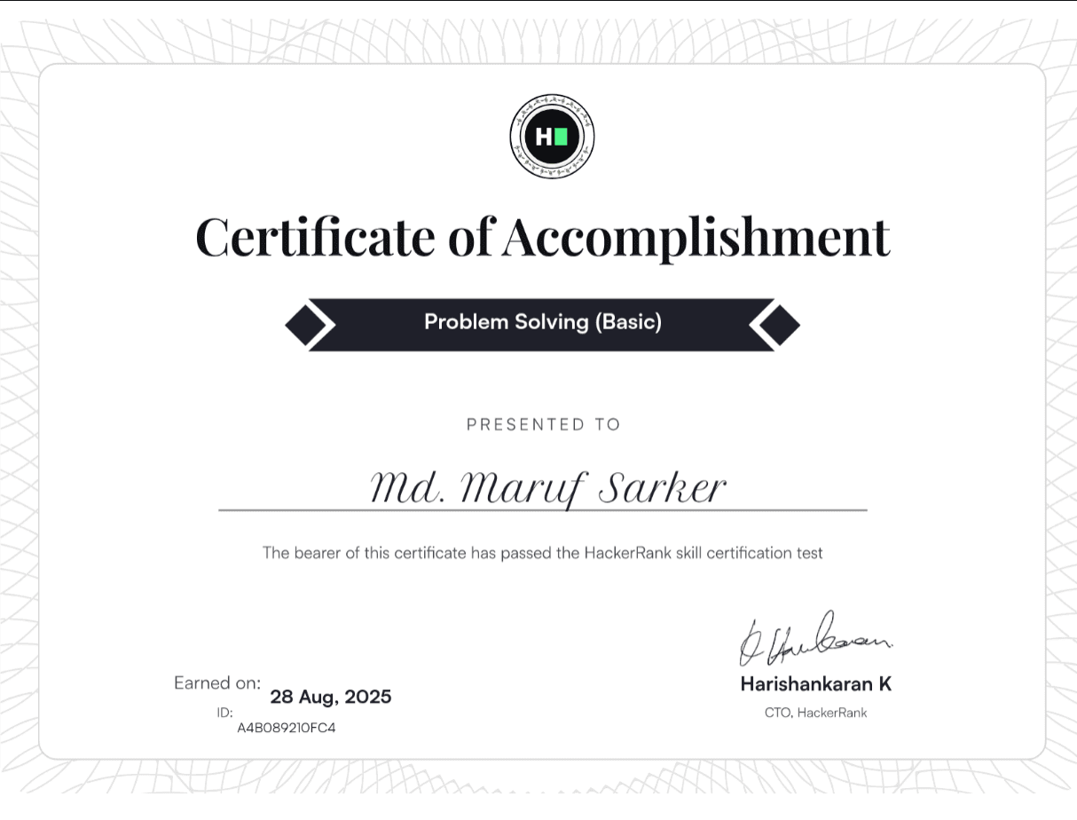 Problem Solving (Basic) Certificate