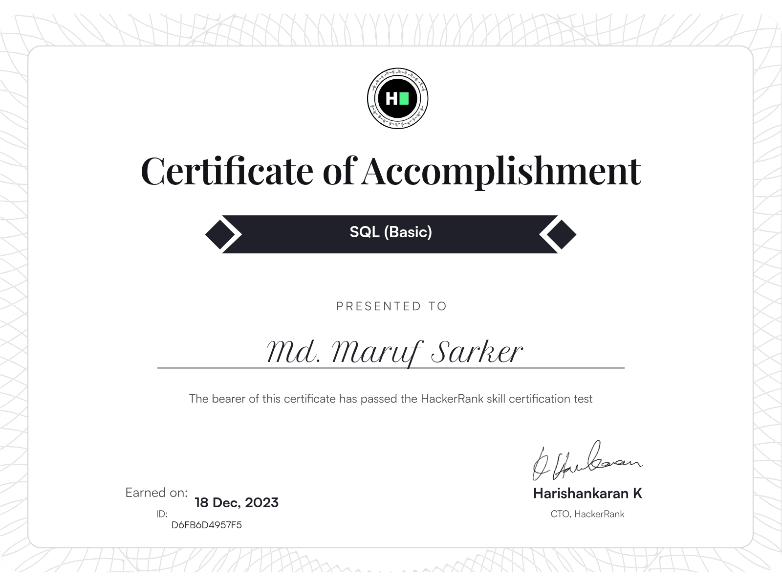 SQL (Basic) Certificate