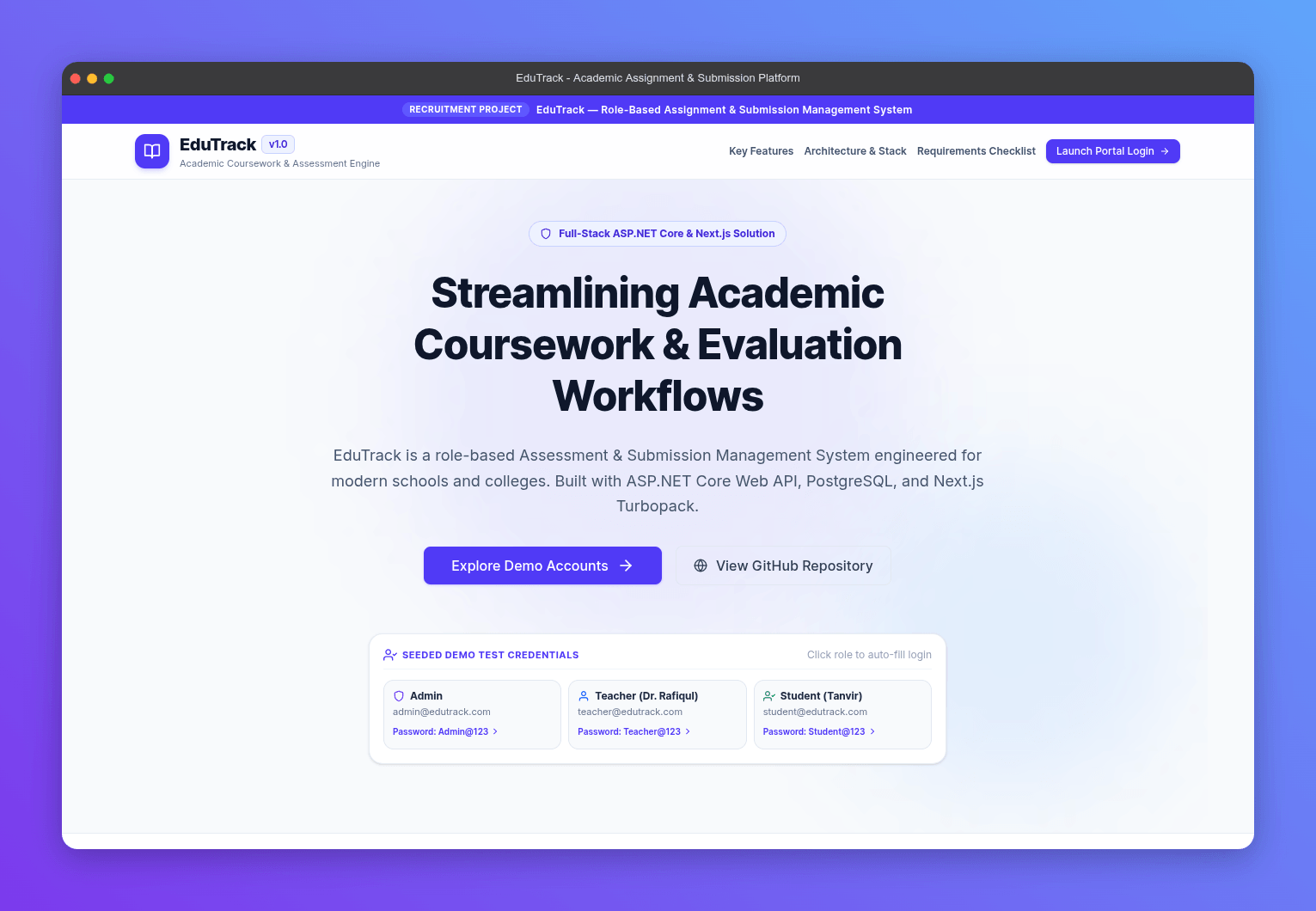 EduTrack - Academic Assignment & Submission Management System